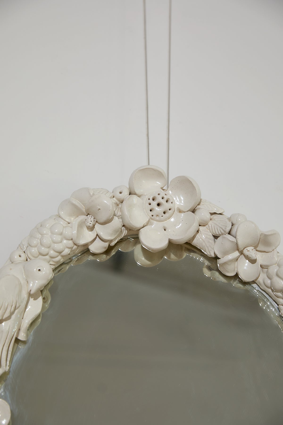 Handmade Ceramic Bird and Flower Detail Mirror