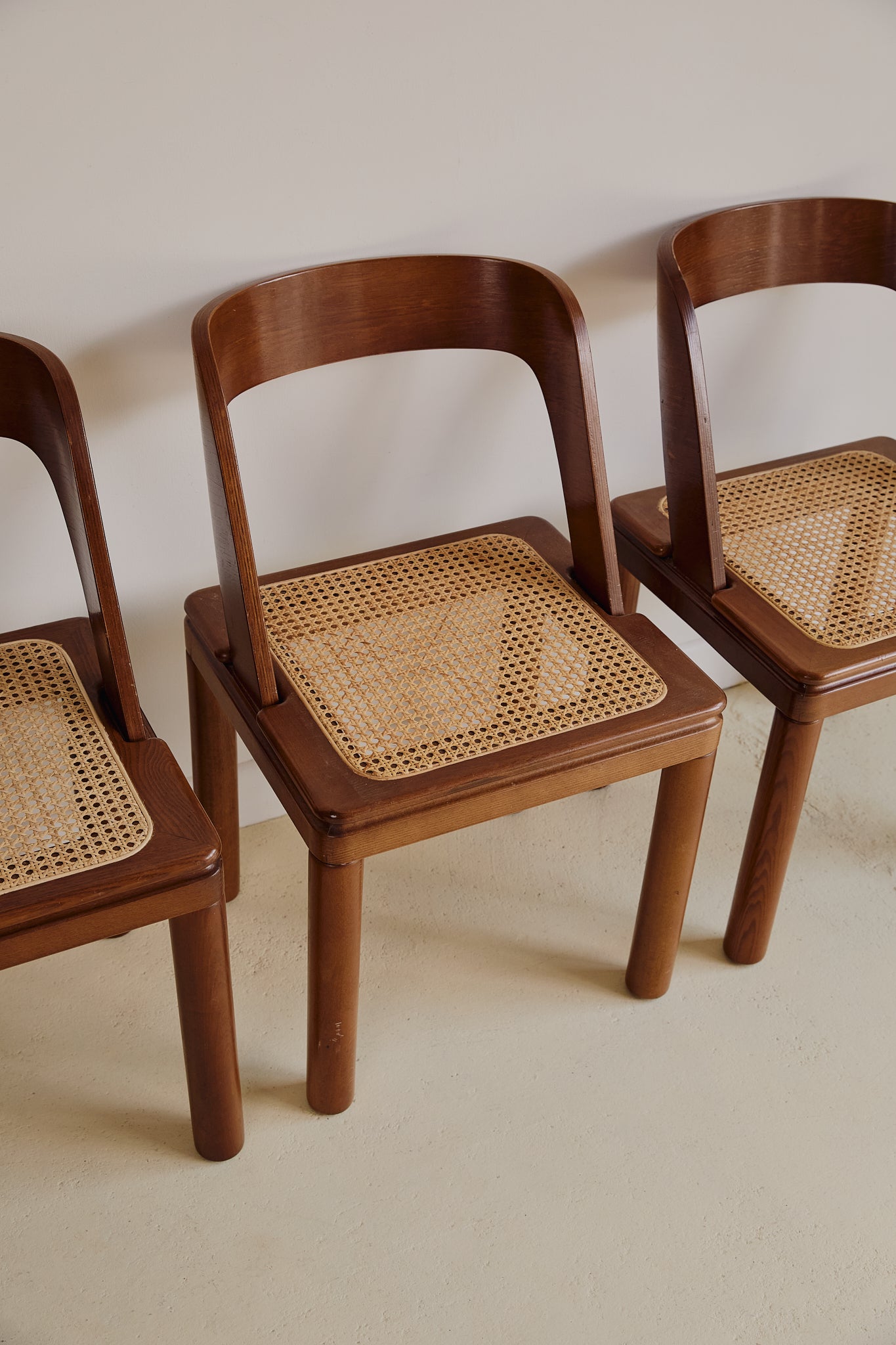 Cane and Curve Back Dining Chairs from RB Rossana 1960s, Set of 4