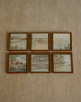 Vintage Japanese Hand-Embroidered Silk Landscape Art – Framed Set of 6
