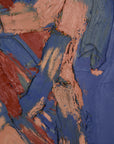 Original Georges Ferrato Abstract Impasto Oil Painting – Heavy Texture Blue & Pink and Red Composition