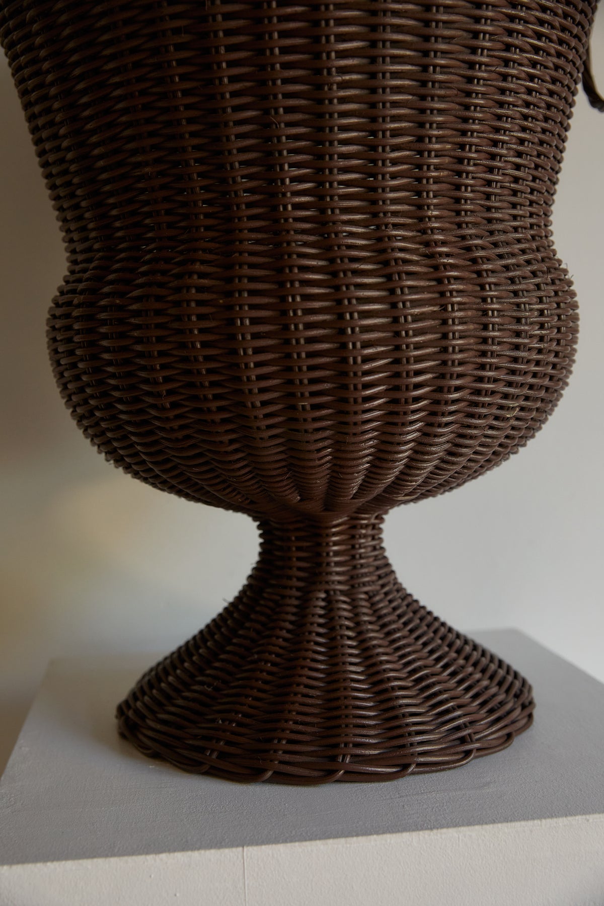 Vintage Woven Wicker Urn Vase with Handles