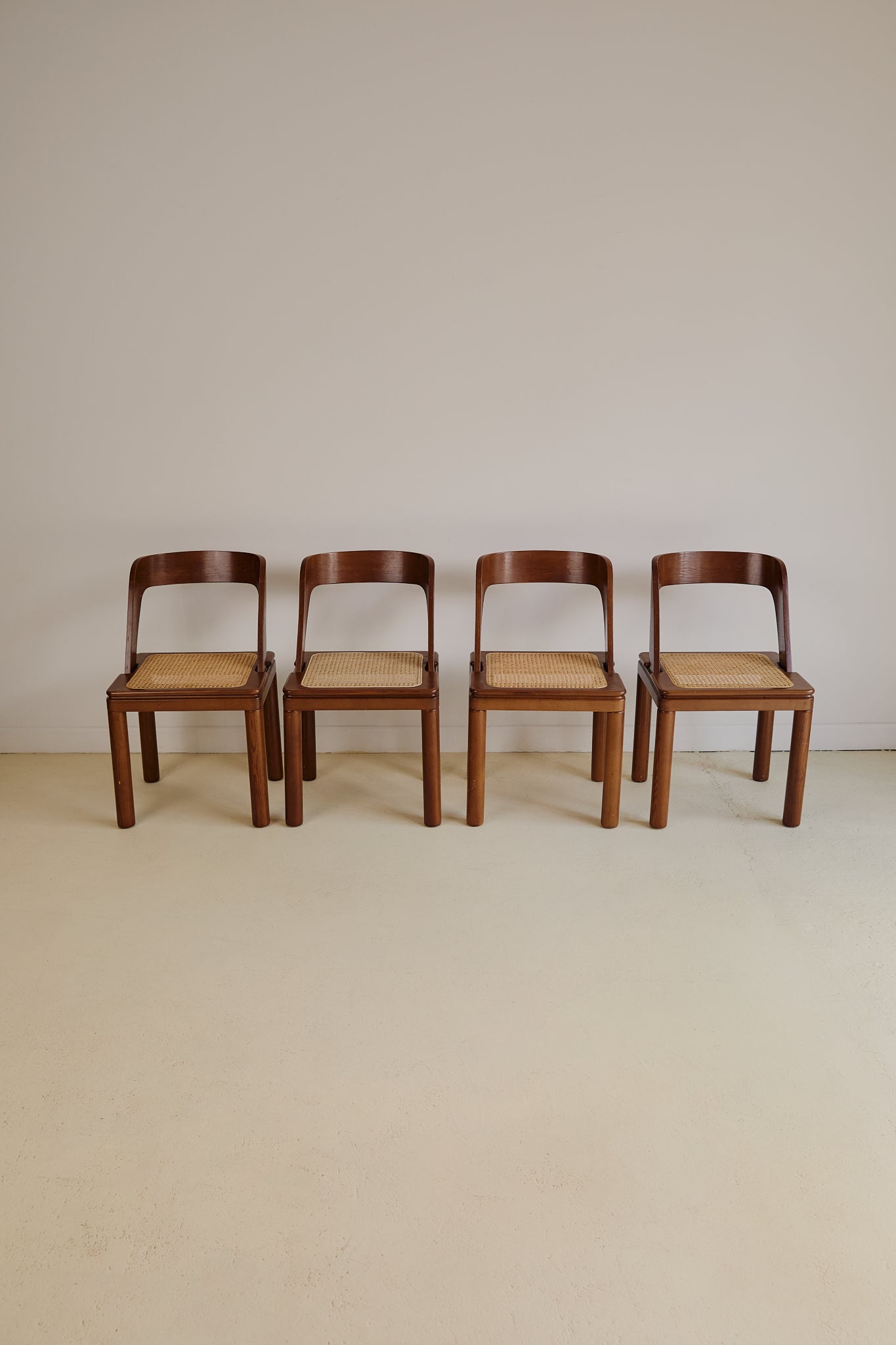 Cane and Curve Back Dining Chairs from RB Rossana 1960s, Set of 4