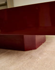 Vintage French Red Lacquered Floating Coffee Table with Canted Corners (c. 1970s)