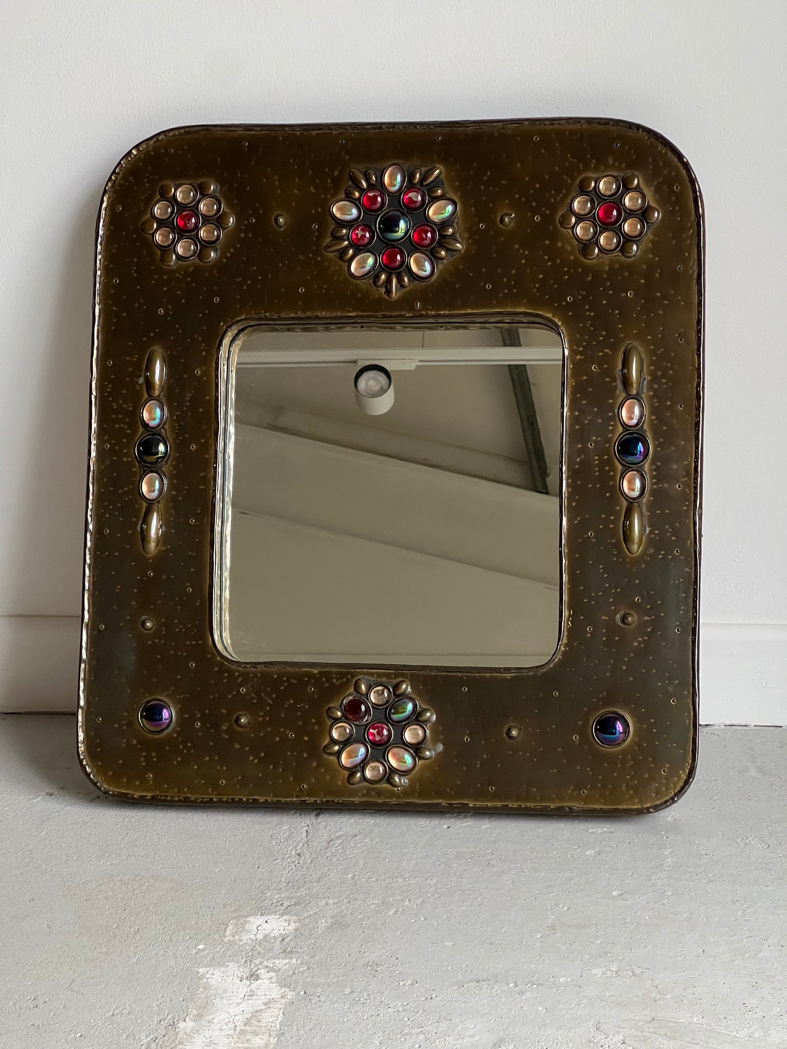 French 1970s Jewelled Wall Mirror
