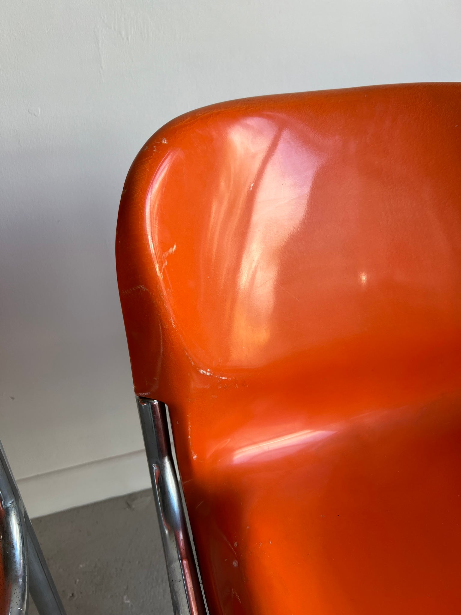 Set of x4 Orange Plastic Chairs