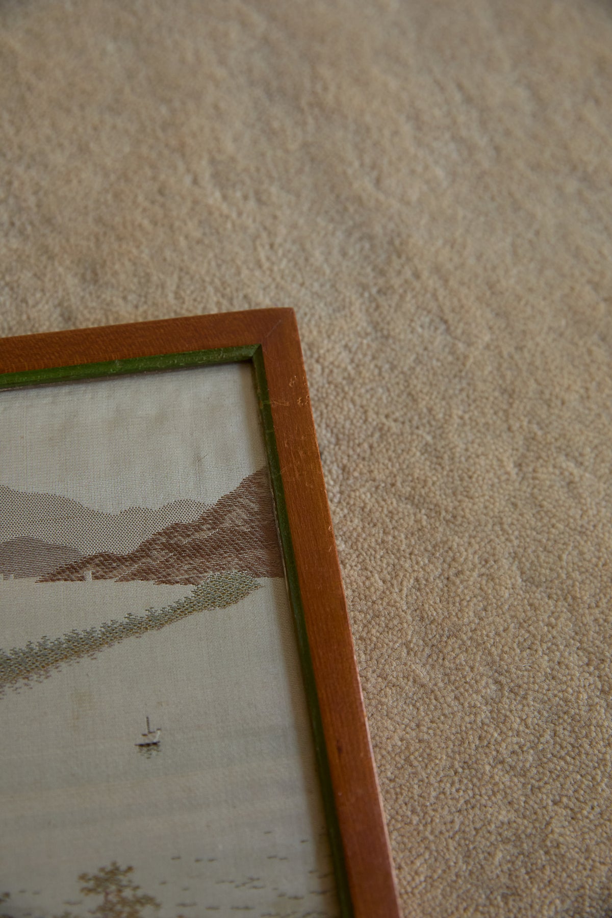 Vintage Japanese Hand-Embroidered Silk Landscape Art – Framed Set of 6