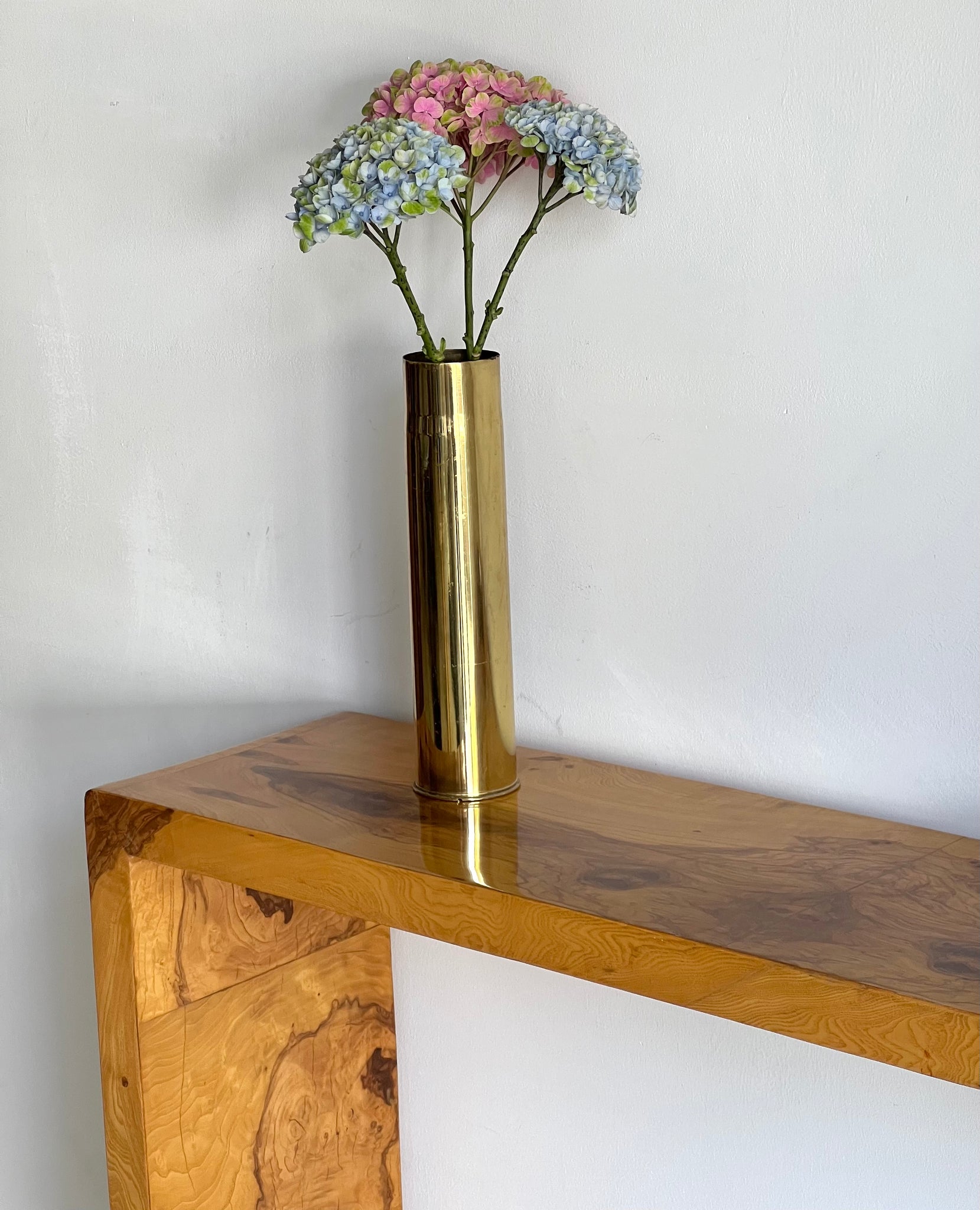 Deco Revival Burl Walnut Console