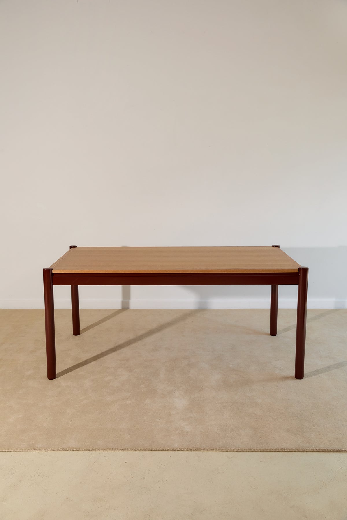 Mid-Century Modern Dining Set – Rectangular Wood Table with 6 Rush-Seat Chairs