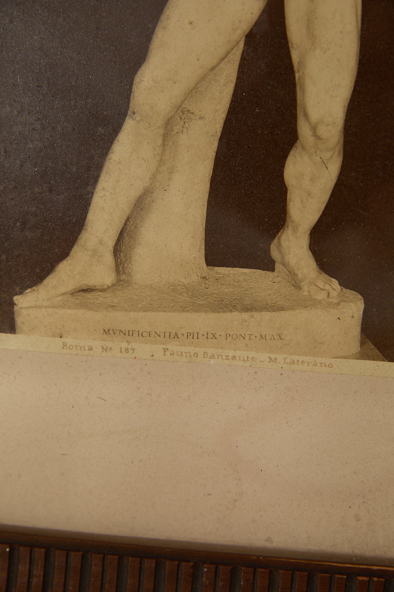 Vintage Classical Greek Nude Male Statue Photo – Ornate Geometric Parquet Framed Print