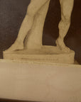 Vintage Classical Greek Nude Male Statue Photo – Ornate Geometric Parquet Framed Print