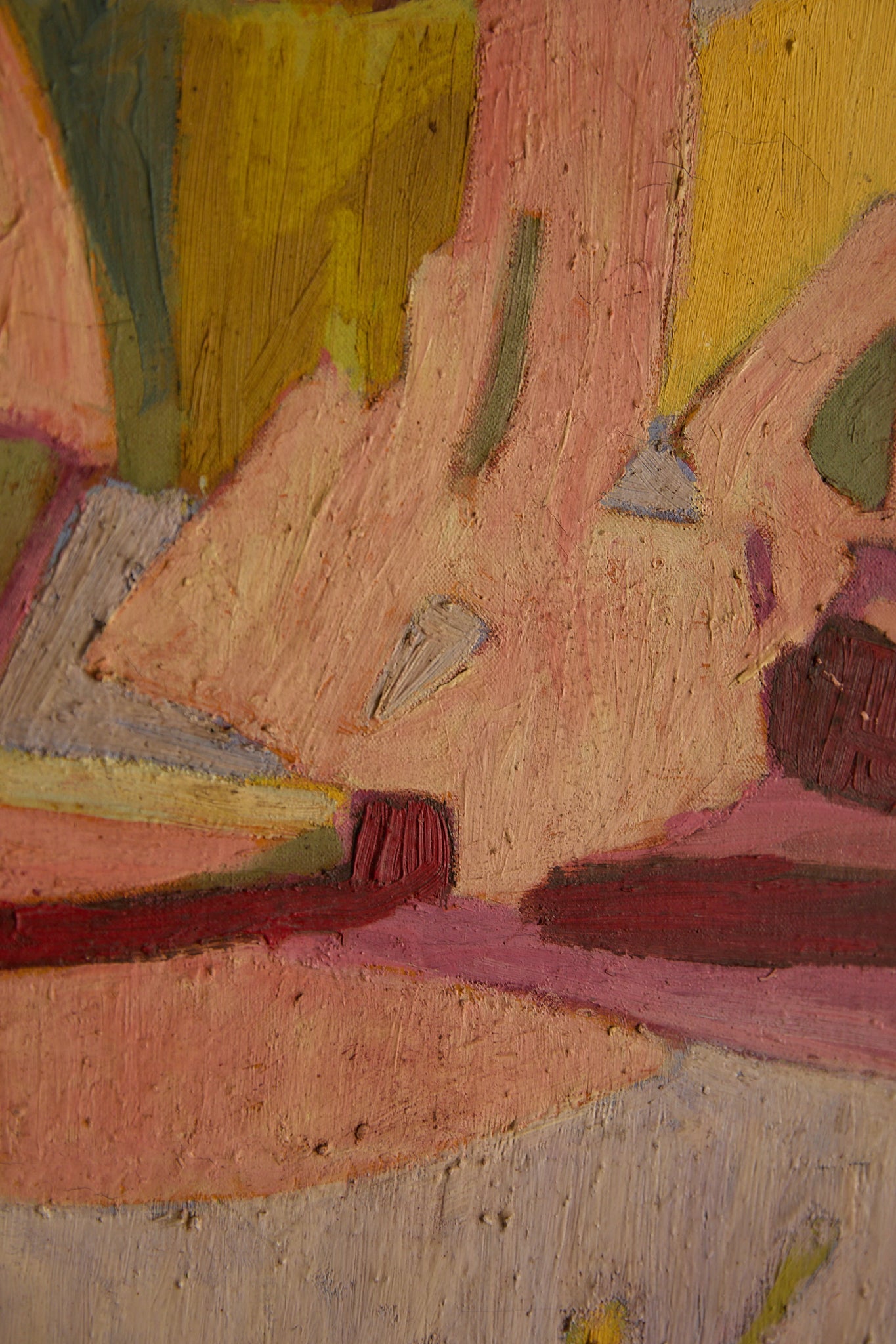 Mid-Century Abstract Expressionist Oil Painting – École de Paris, 1956