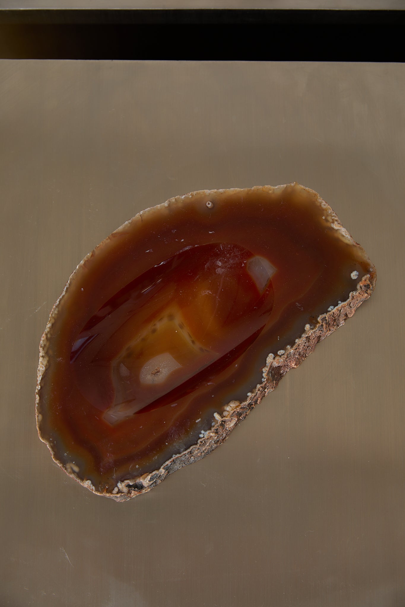 Vintage Carnelian Agate Soap Dish – Polished Amber Sardonyx Catchall Bowl