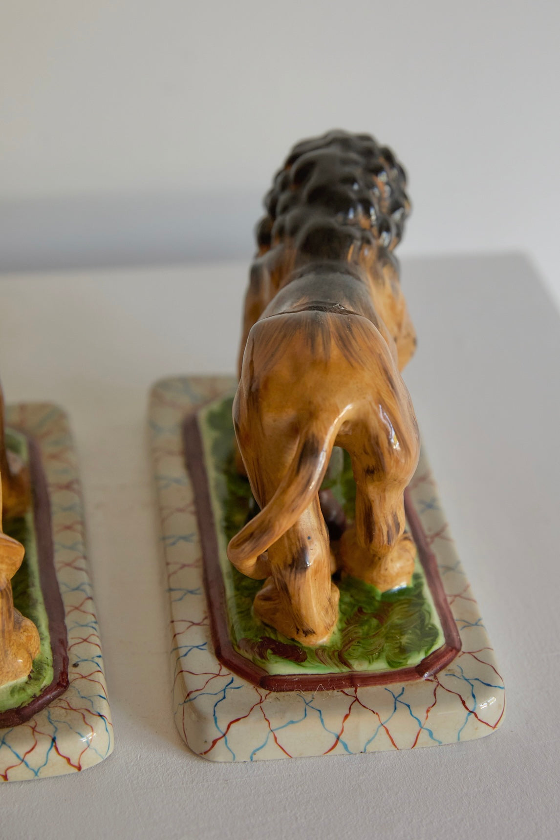 A Magnificent Pair of Vintage Medici-Style Pottery Lions