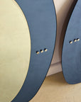 Pair of Round Blue Glass Italian Mirrors