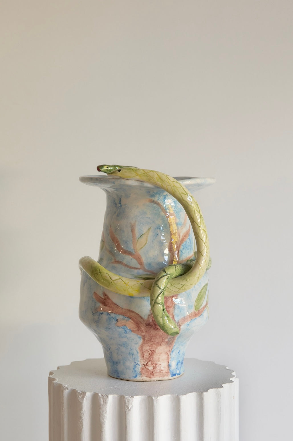 Handcrafted Ceramic Snake Amphora Vase