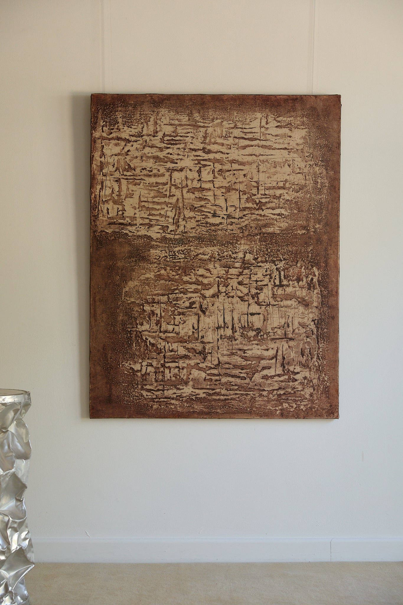 Mid-Century Modern Abstract Mixed-Media Painting by Sautrec, 1973