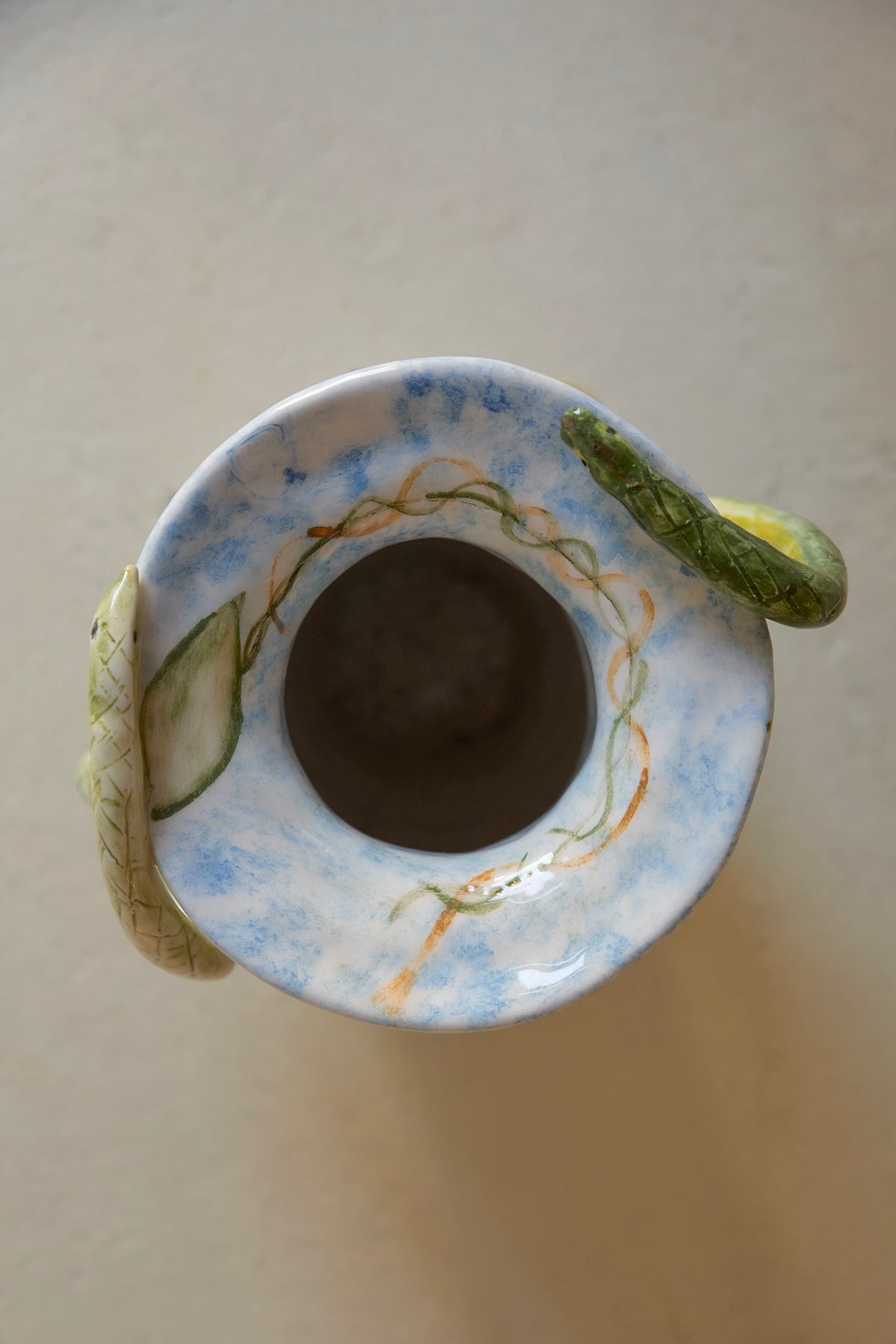 Handcrafted Ceramic Snake Amphora Vase