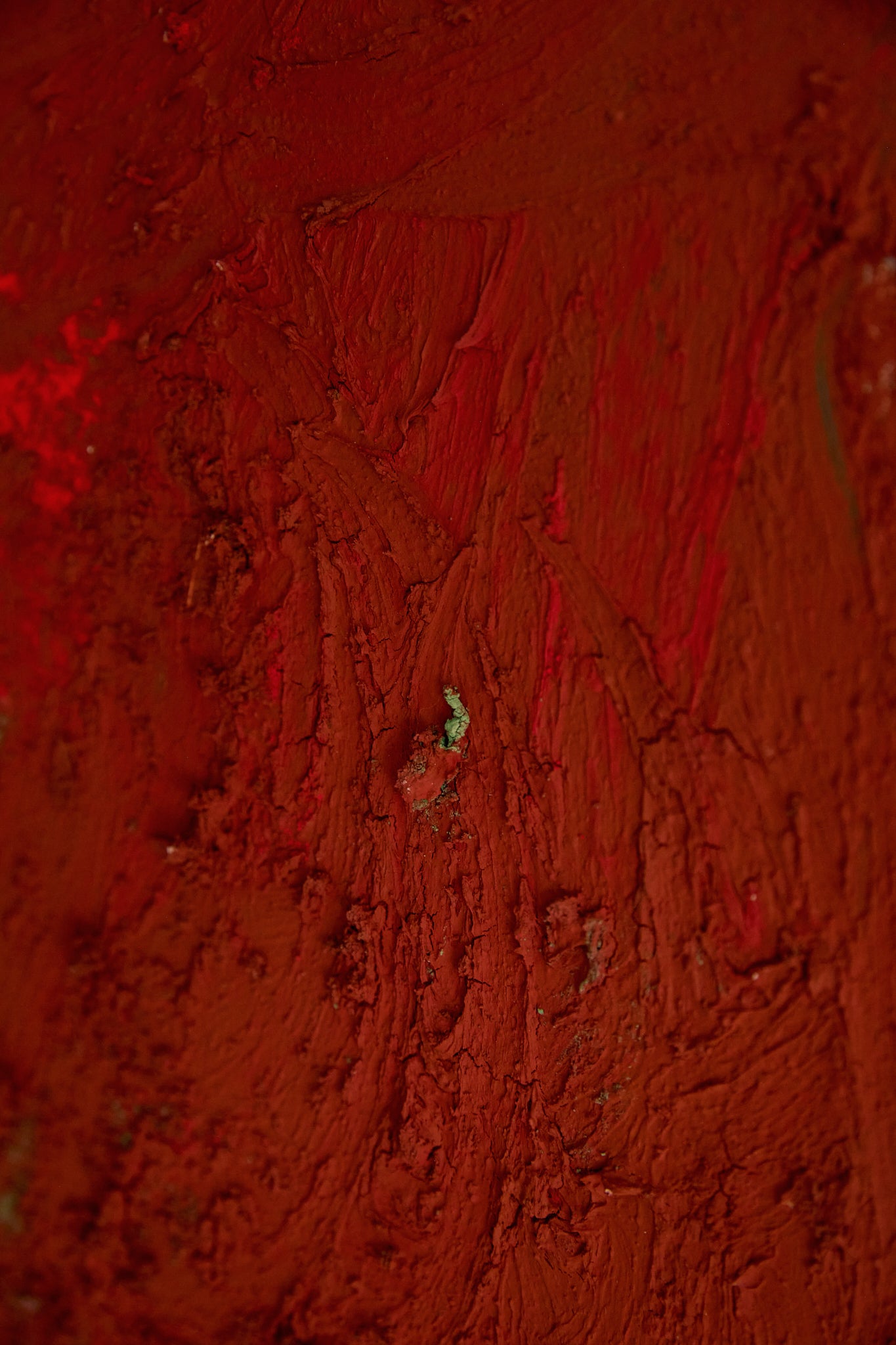 Vintage Mid-Century Abstract Expressionist Monochrome Red Canvas (c. 1960s–1970s)