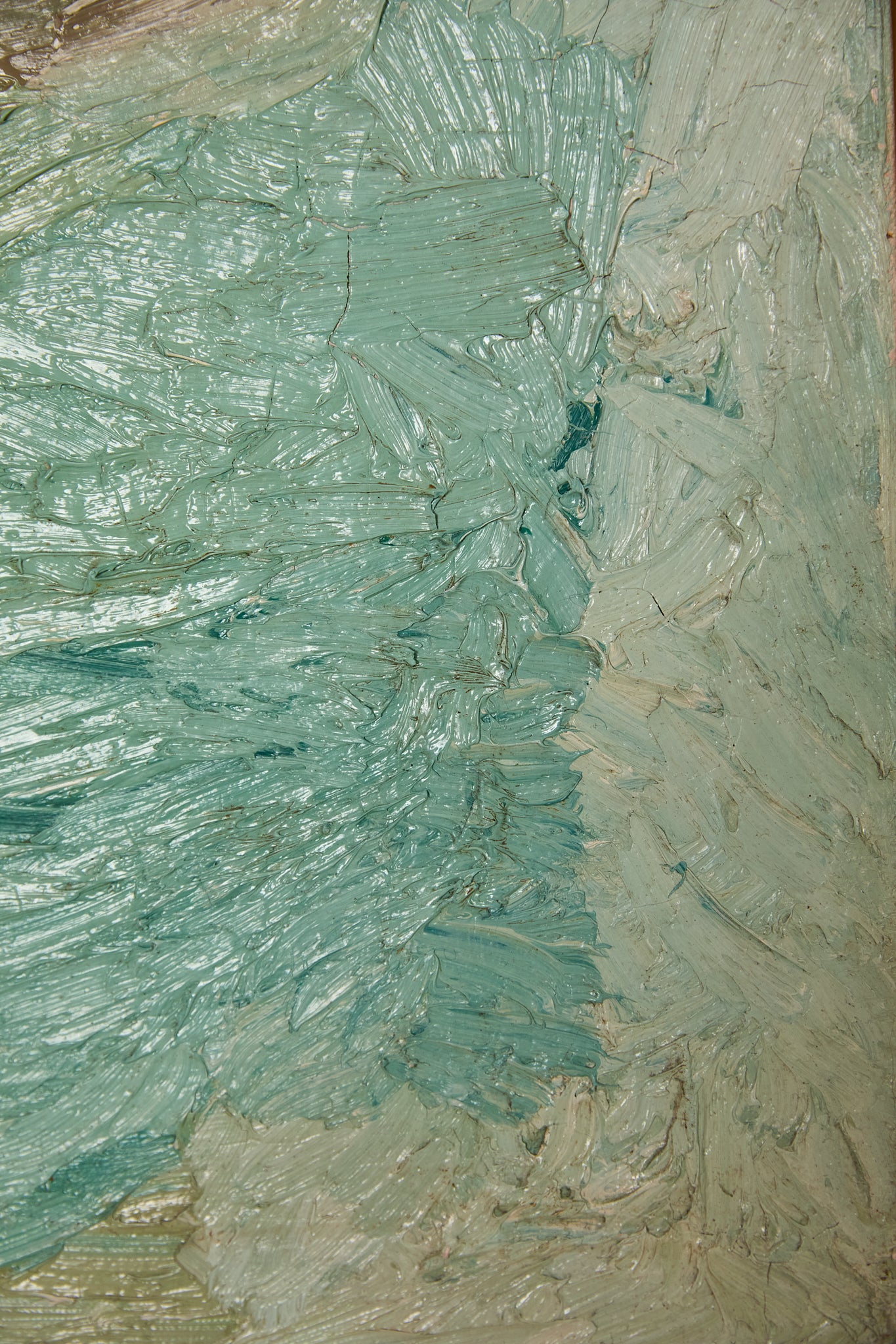 Thick Icy Toned Abstract Oil on Canvas