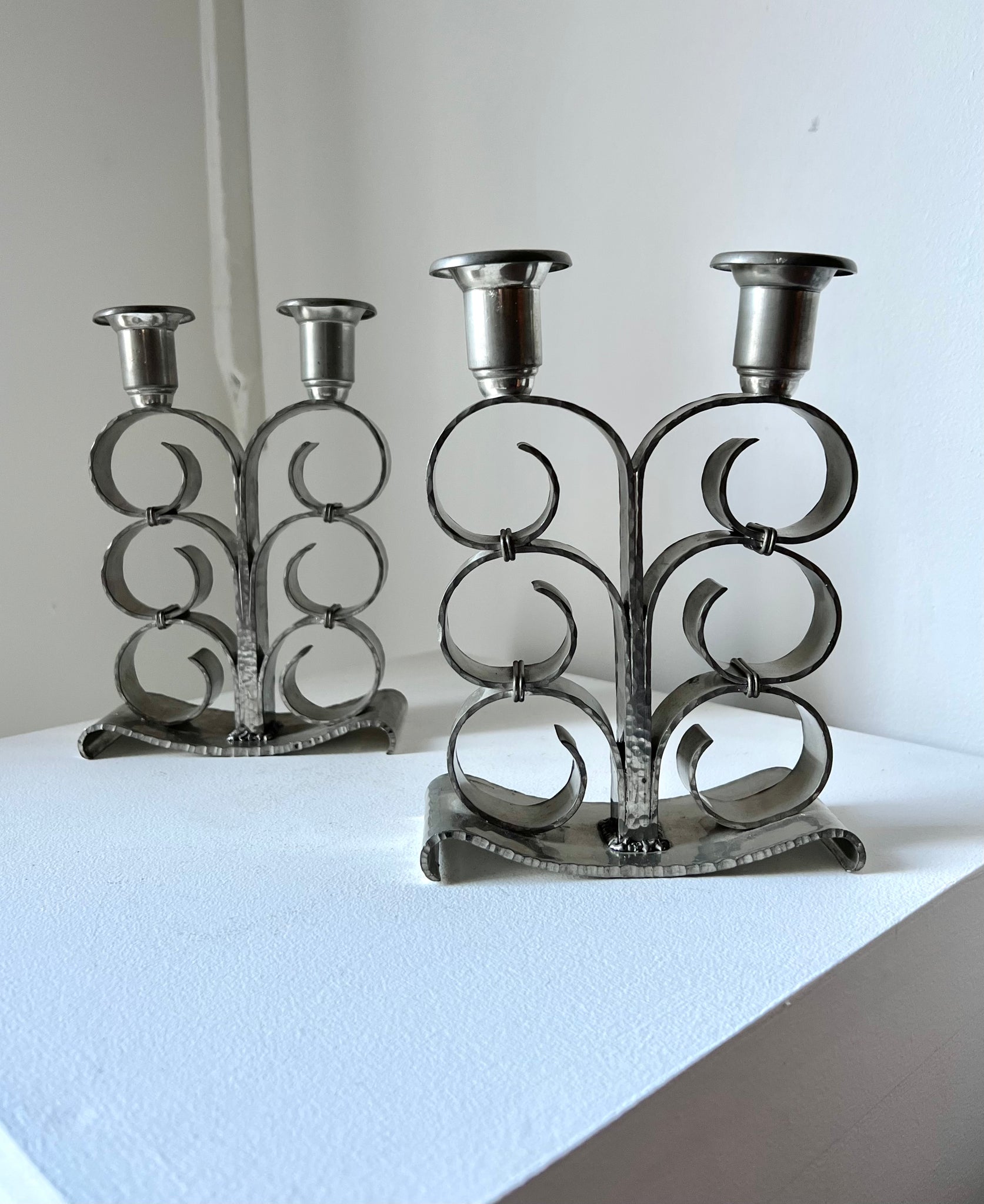 Pair of French Art Deco Candle Holders by René Delavan