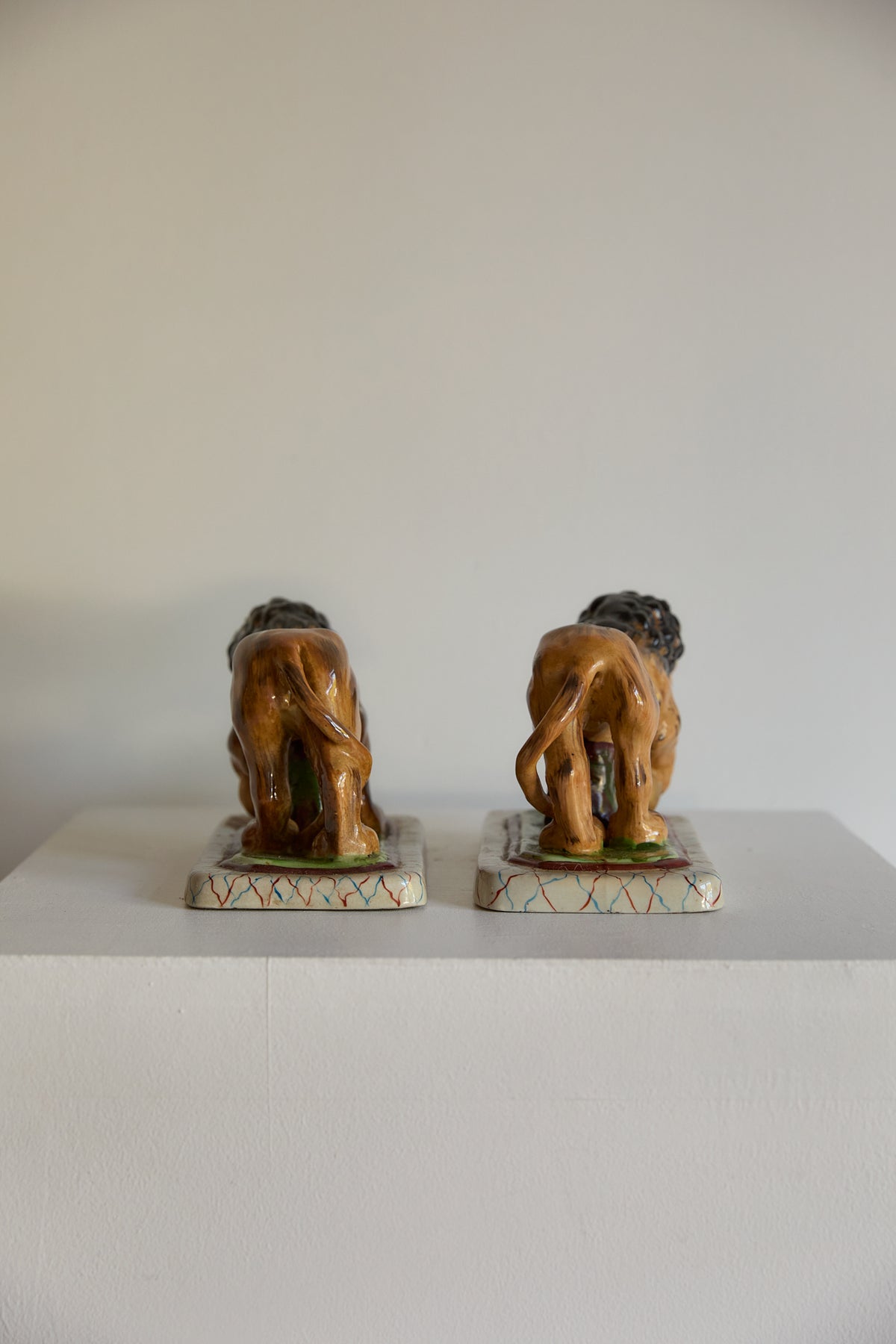 A Magnificent Pair of Vintage Medici-Style Pottery Lions