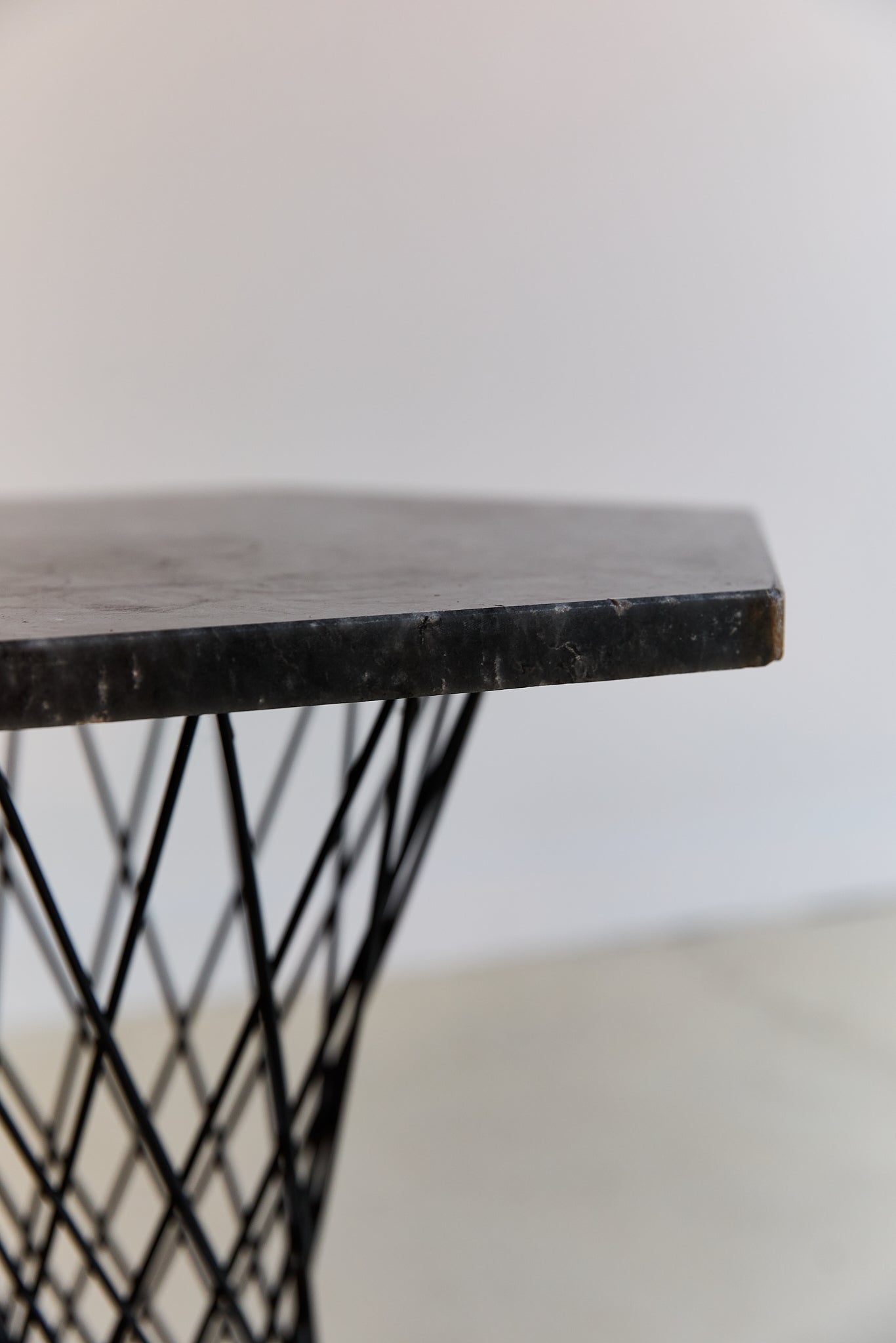 Pair of Granite and Metal Side Tables
