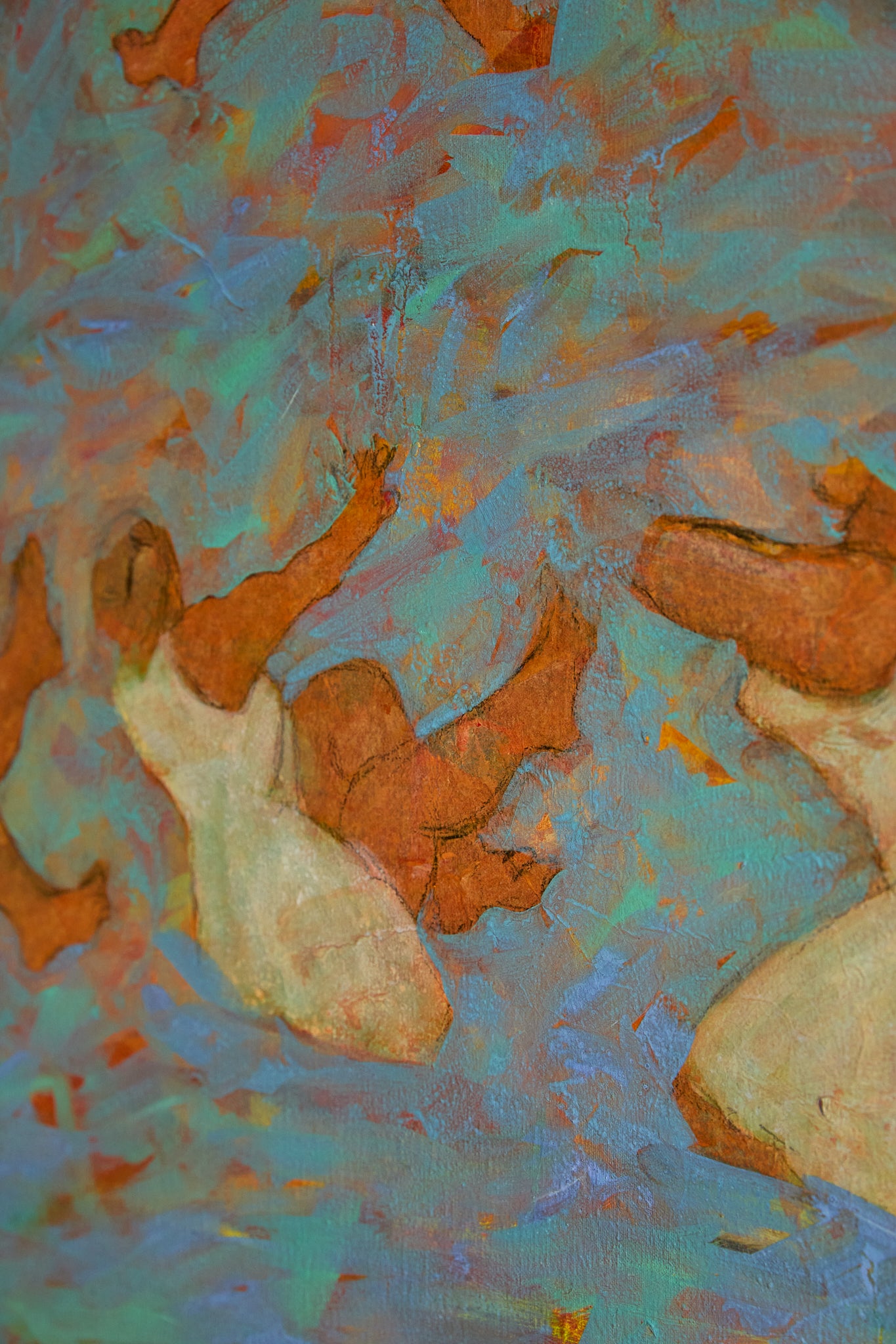 Large 1989 French Postmodern Neo-Symbolist Painting – Vestales dans les Jardins by B. Blanc-Fontonille