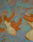 Large 1989 French Postmodern Neo-Symbolist Painting – Vestales dans les Jardins by B. Blanc-Fontonille