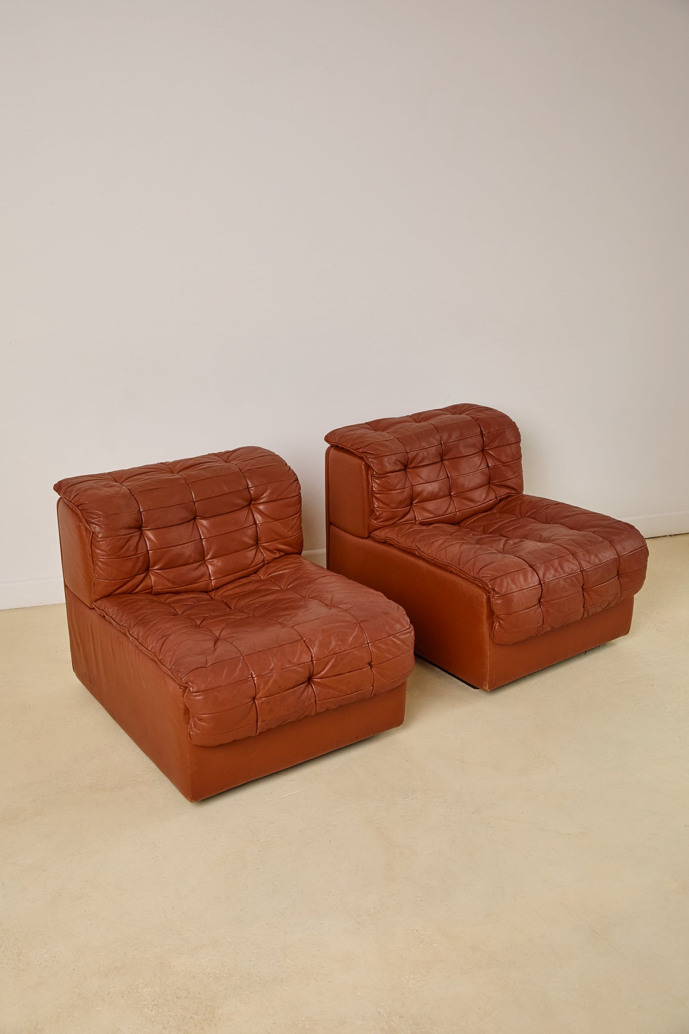 Patchwork Leather Lounge Chairs by DeSede 1970s