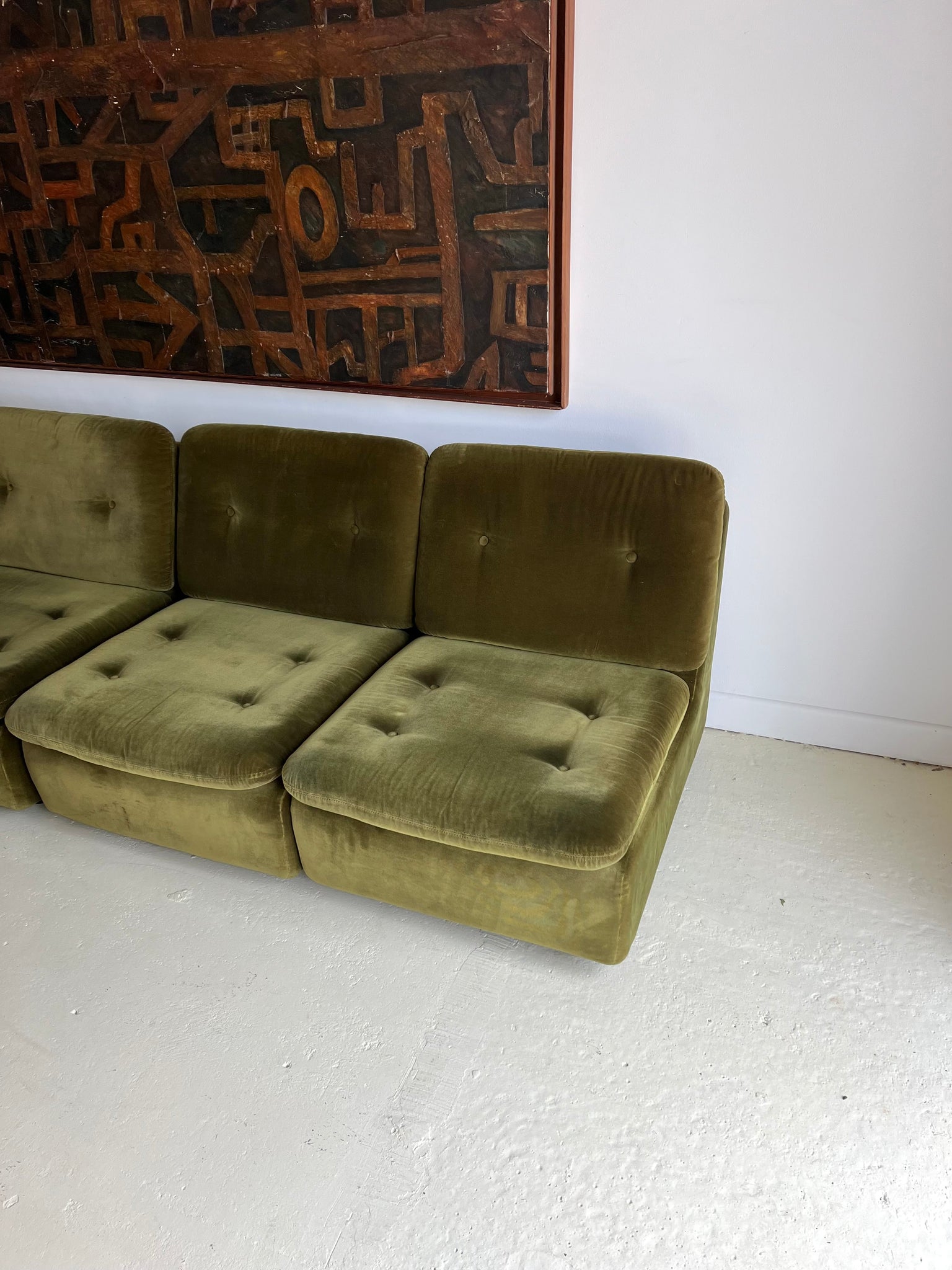 Green Velvet Modular Sofa