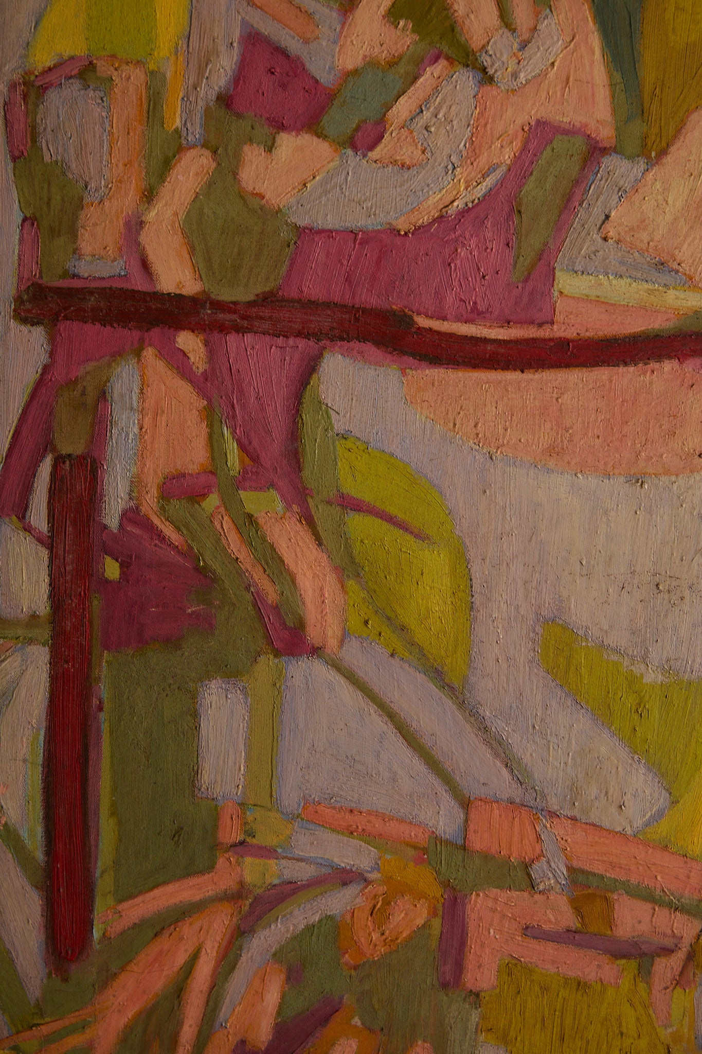 Mid-Century Abstract Expressionist Oil Painting – École de Paris, 1956