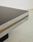 Willy Rizzo Style Chrome and Smoked Glass Bar Coffee Table