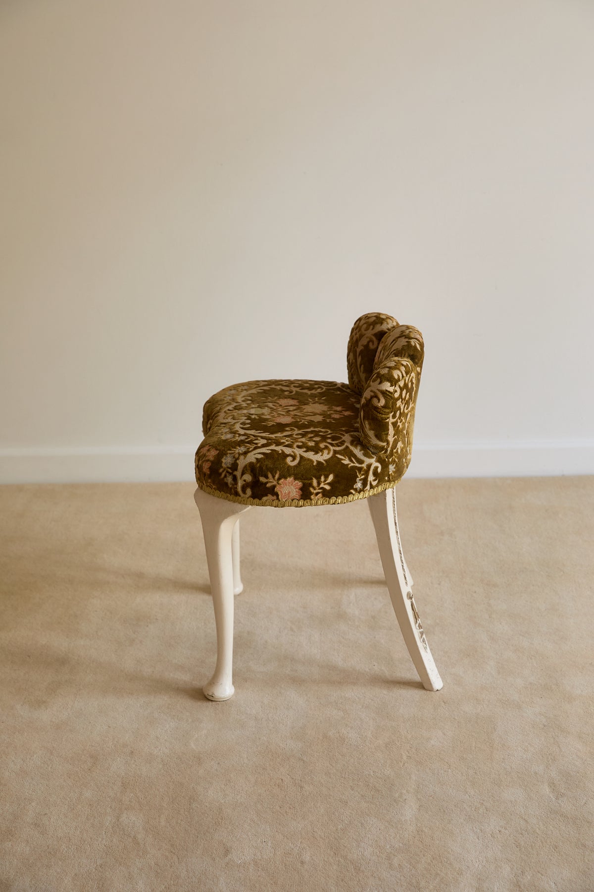French Vintage Velvet Vanity Stool