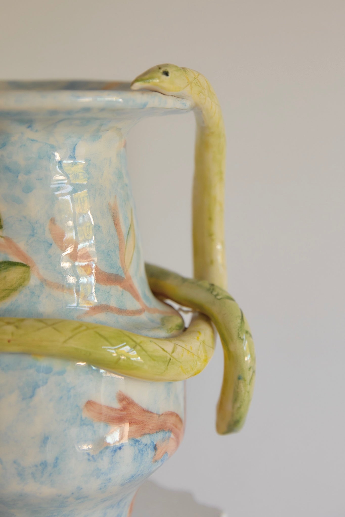 Handcrafted Ceramic Snake Amphora Vase
