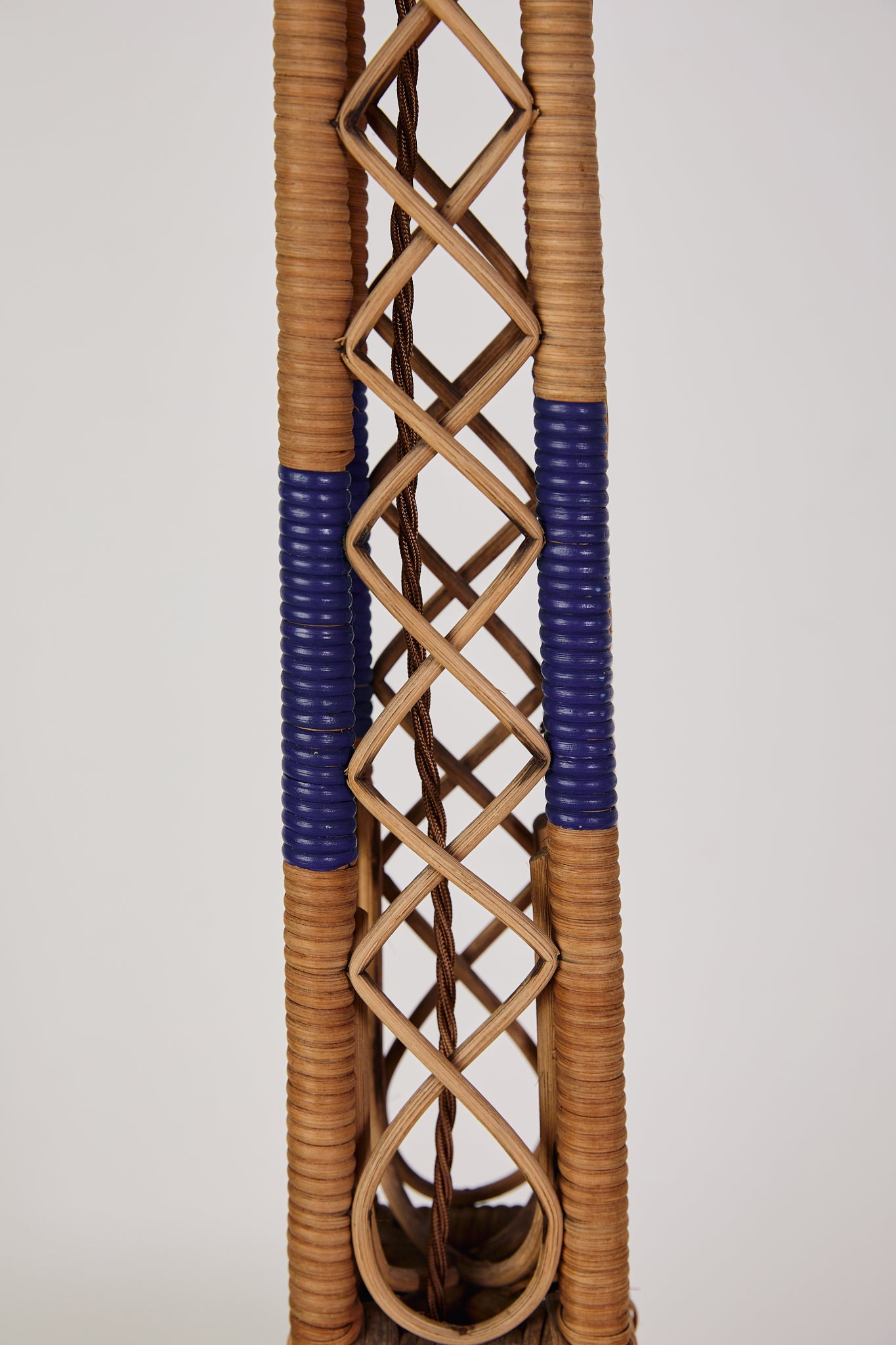 French Wicker Eiffel Tower Floor Lamp With Table