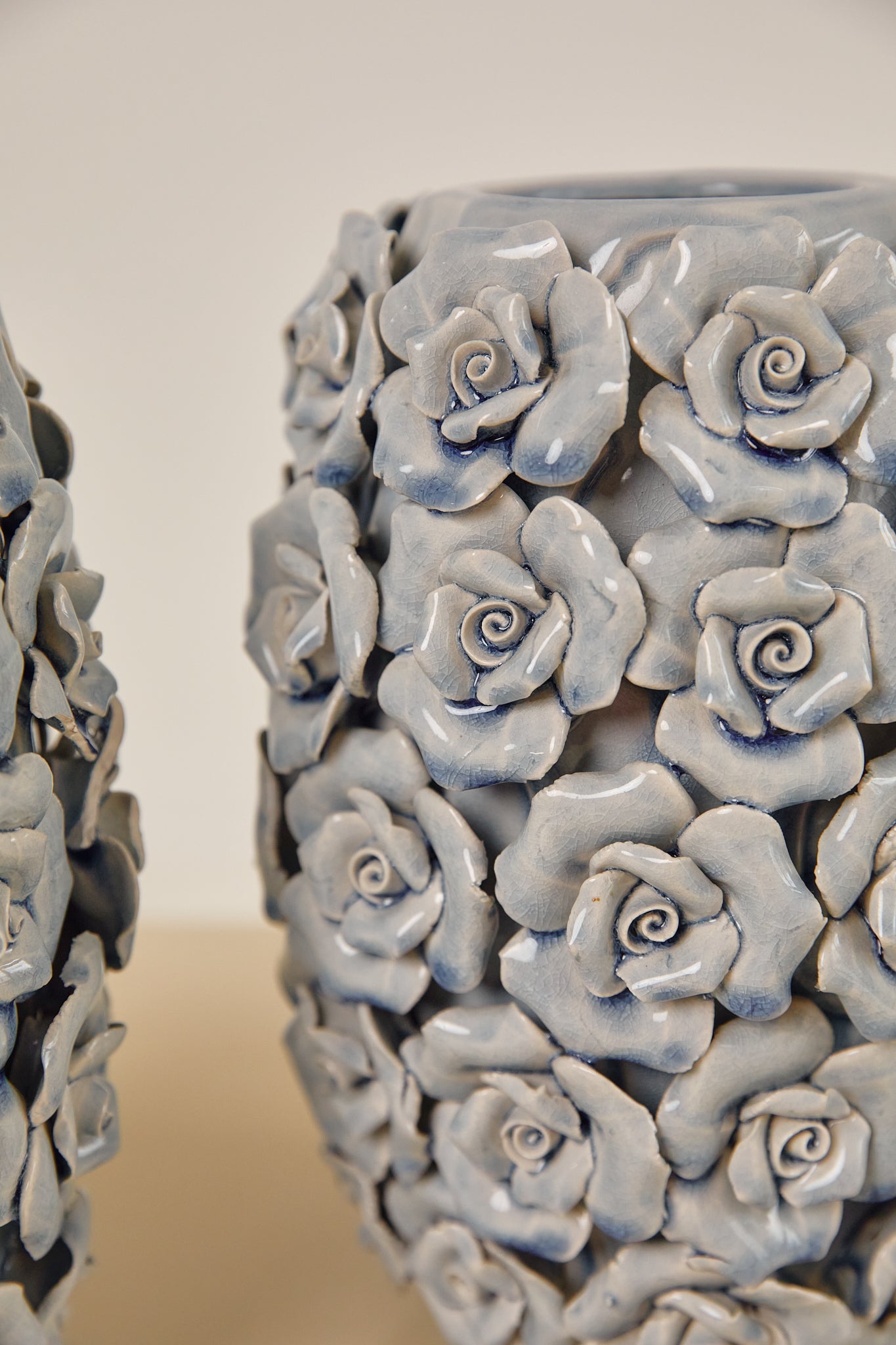 Blue Ceramic Rose Vase