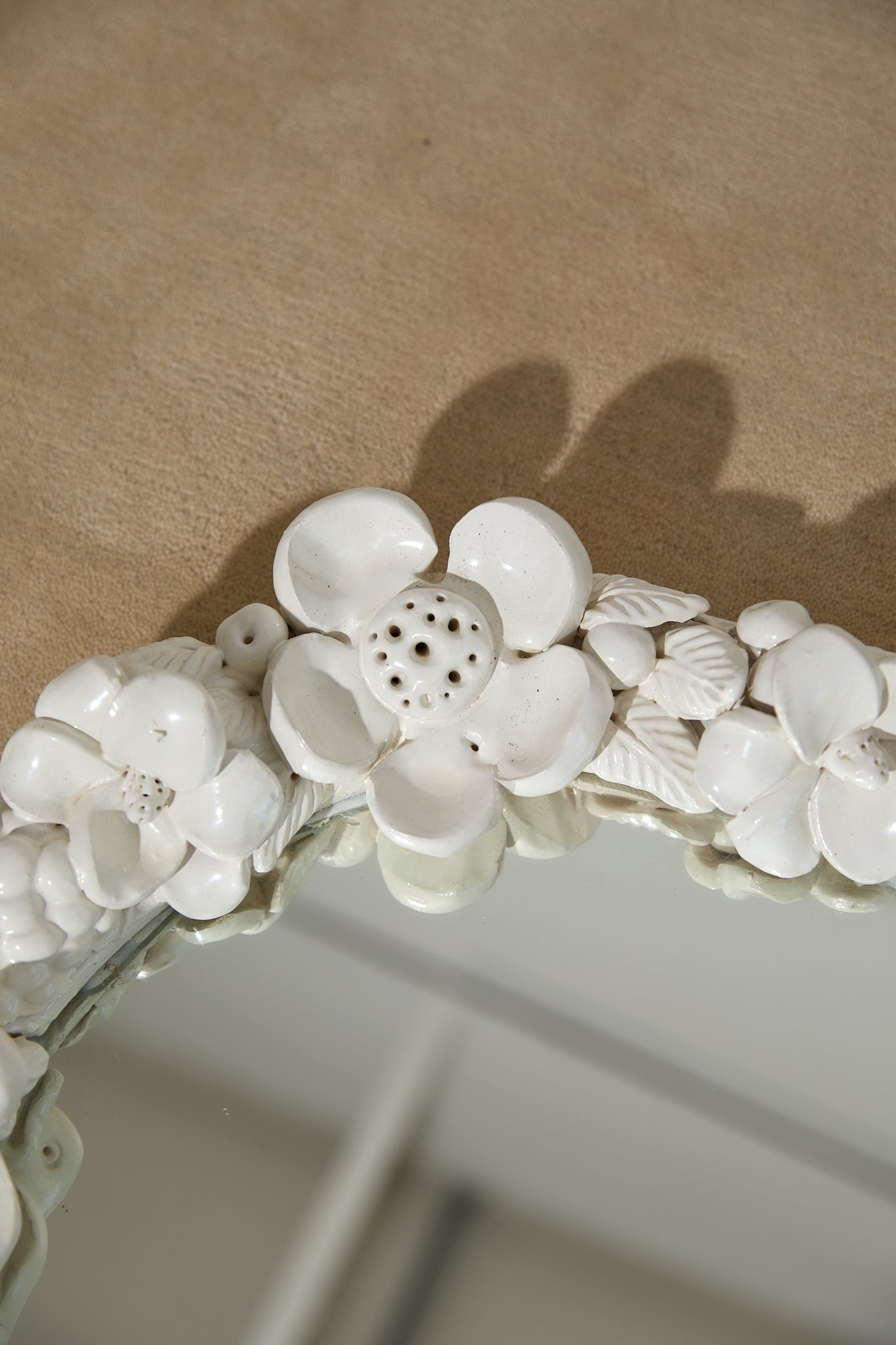 Handmade Ceramic Bird and Flower Detail Mirror