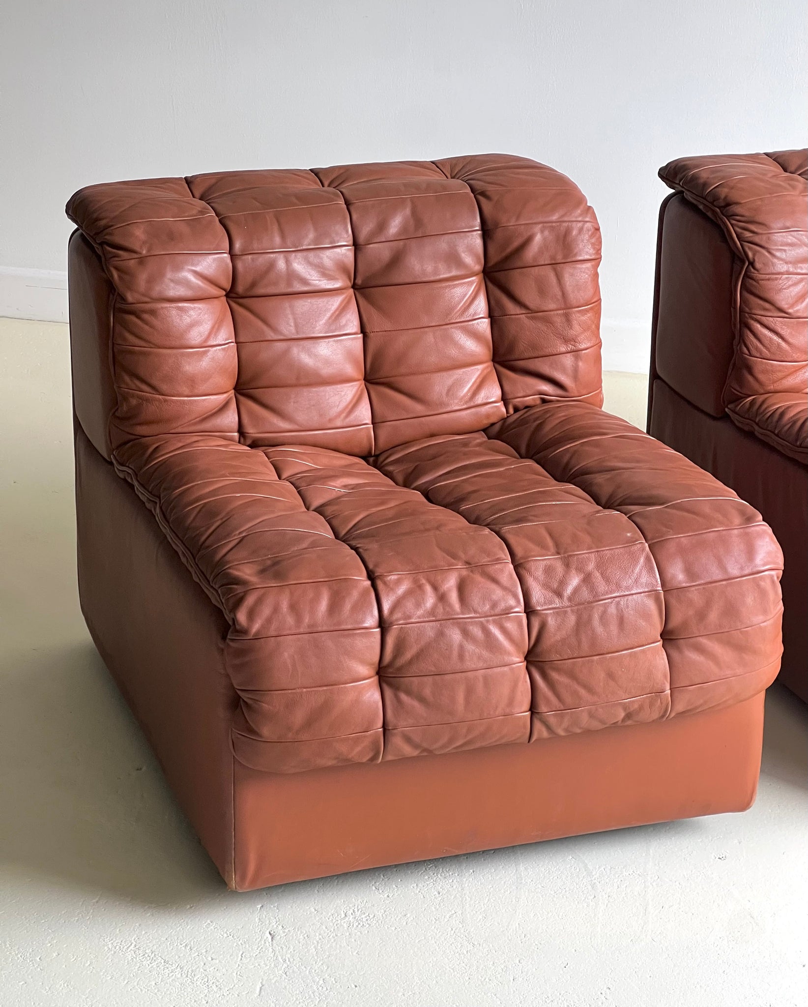 Pair of Patchwork Leather Lounge Chairs by DeSede 1970s