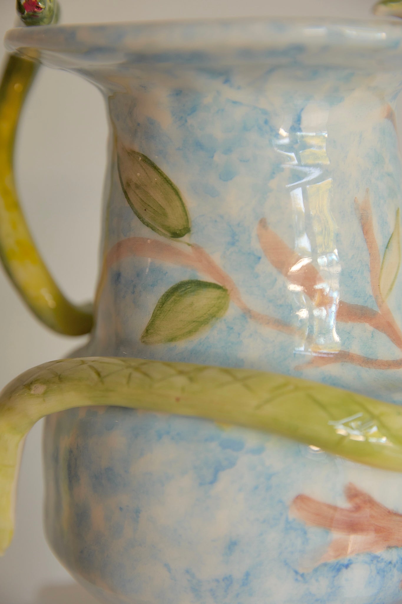 Handcrafted Ceramic Snake Amphora Vase