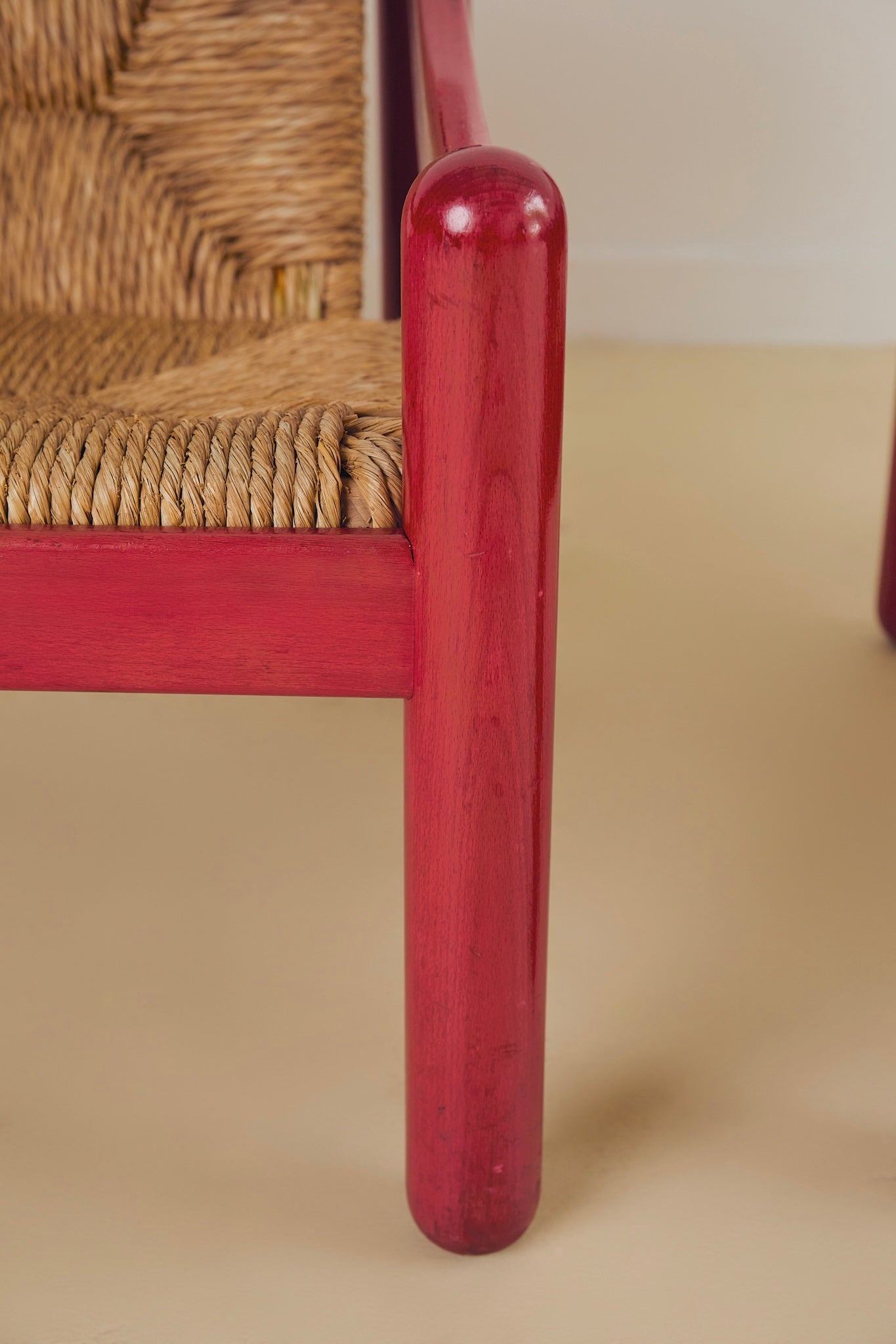 Cassina Carimate Armchair Pair Stained Red