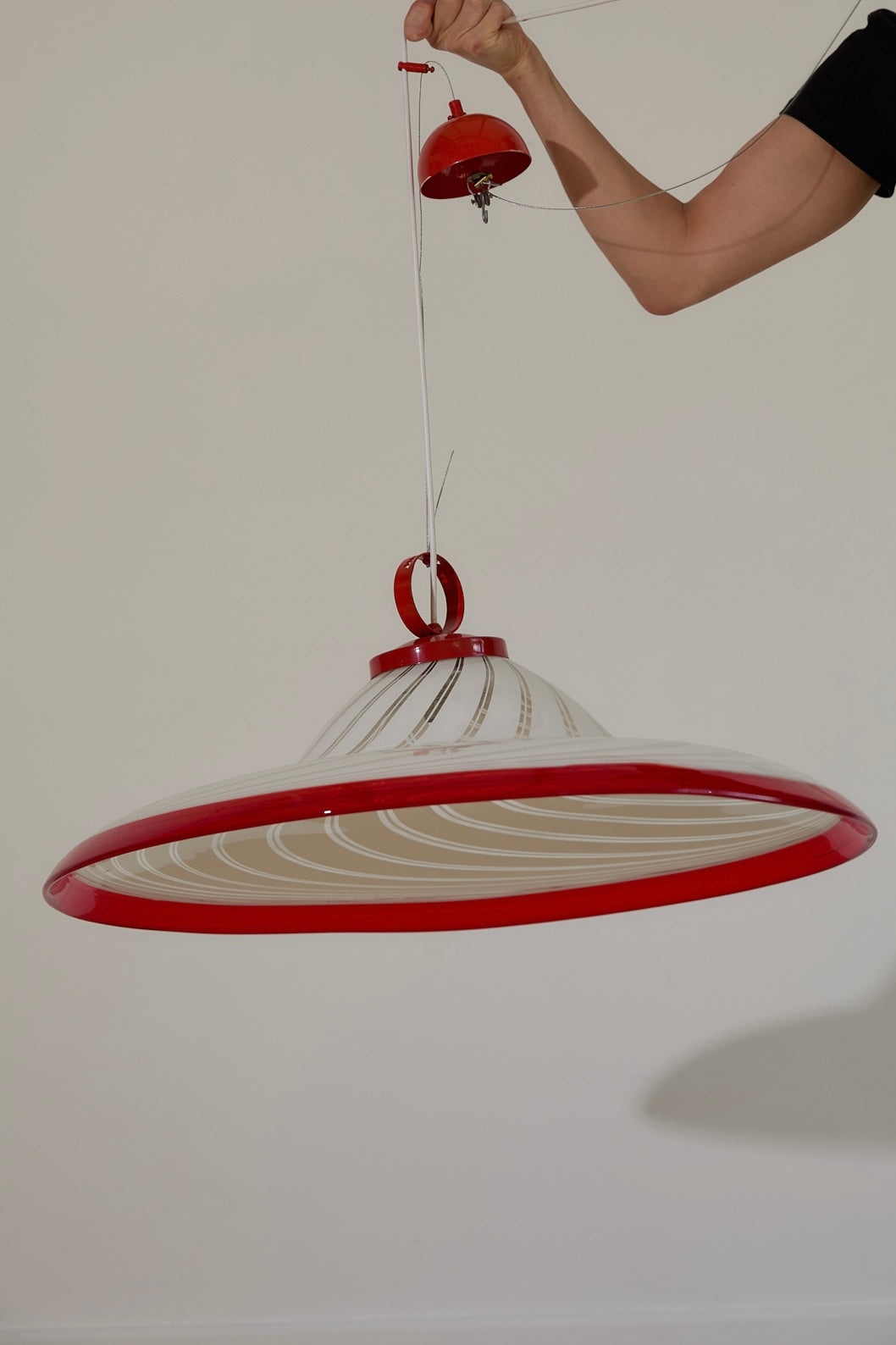 Vintage Mid-Century Murano Glass Space Age Swirl Pendant Light