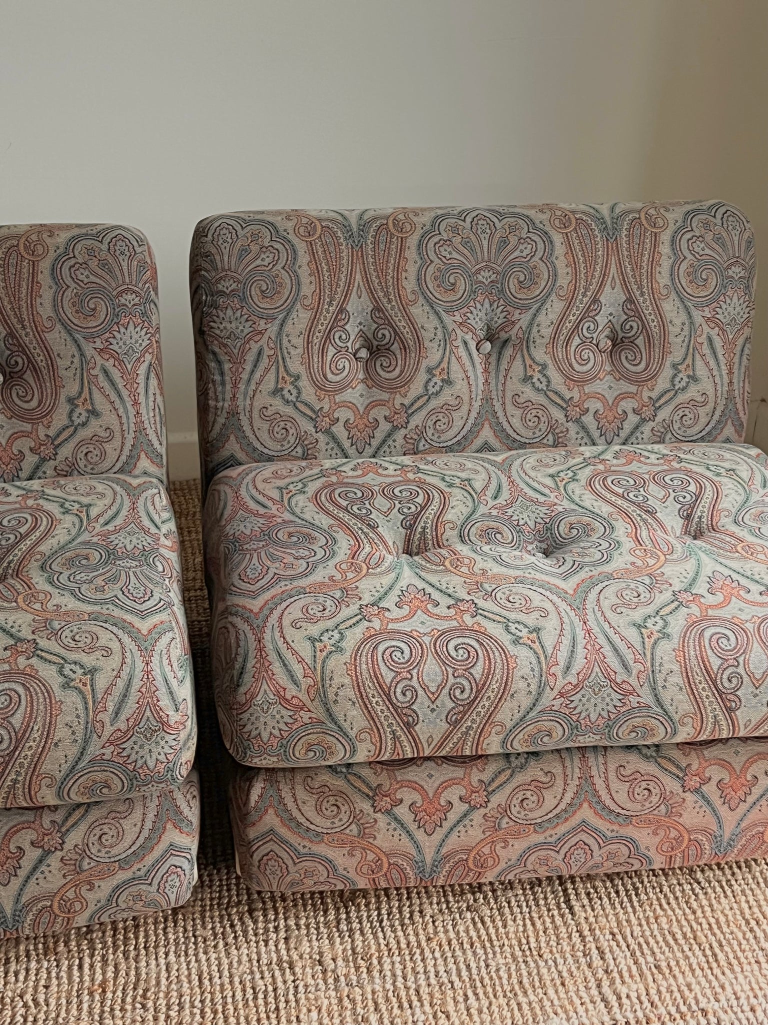 Mario Bellini Amanta Armchairs for C&B Italia With Paisley Fabric