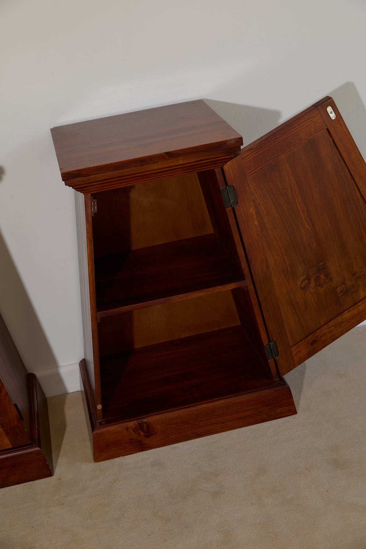 Pair of Vintage Tapered Wooden Pedestal Bedside Tables