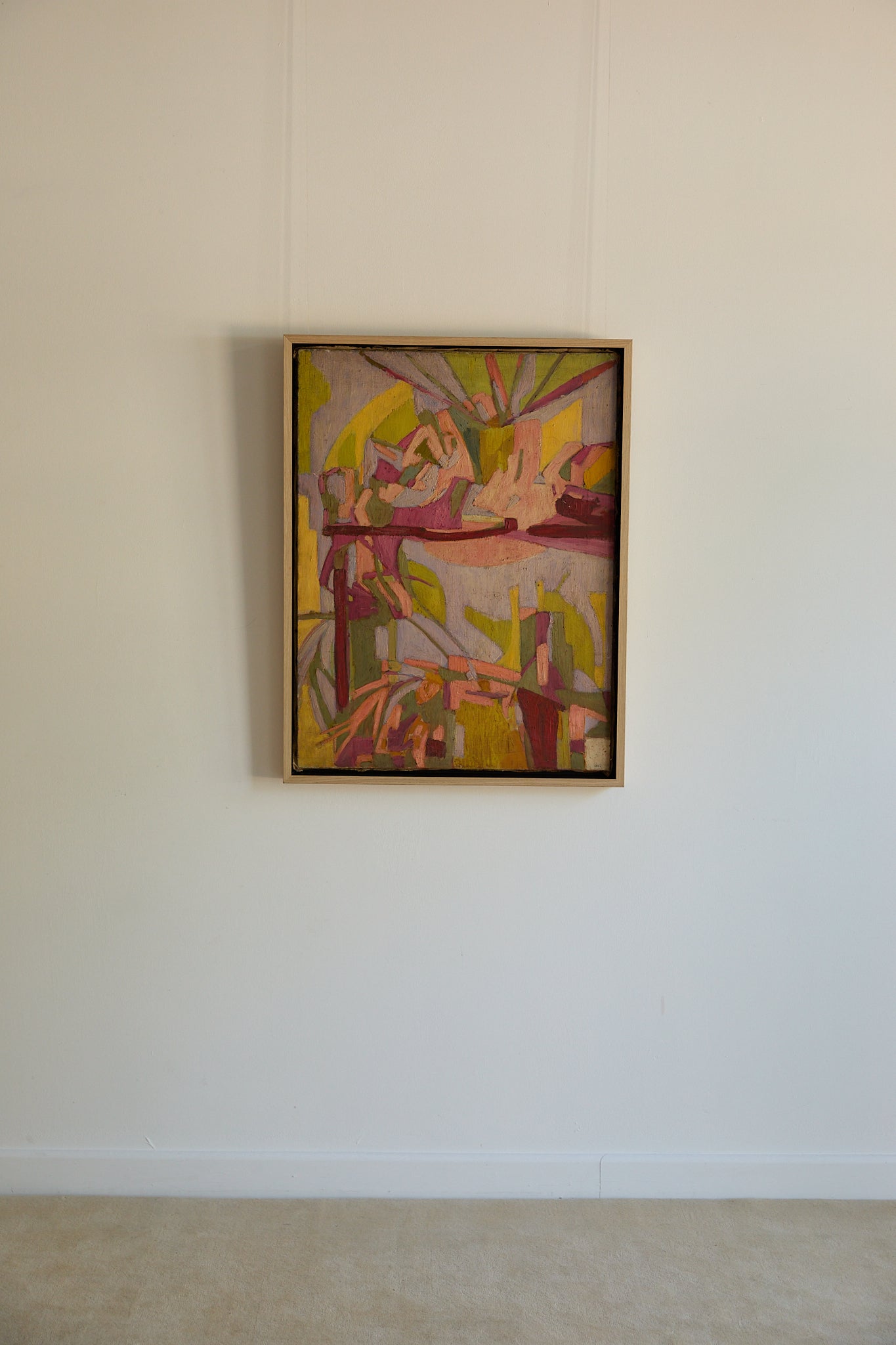 Mid-Century Abstract Expressionist Oil Painting – École de Paris, 1956