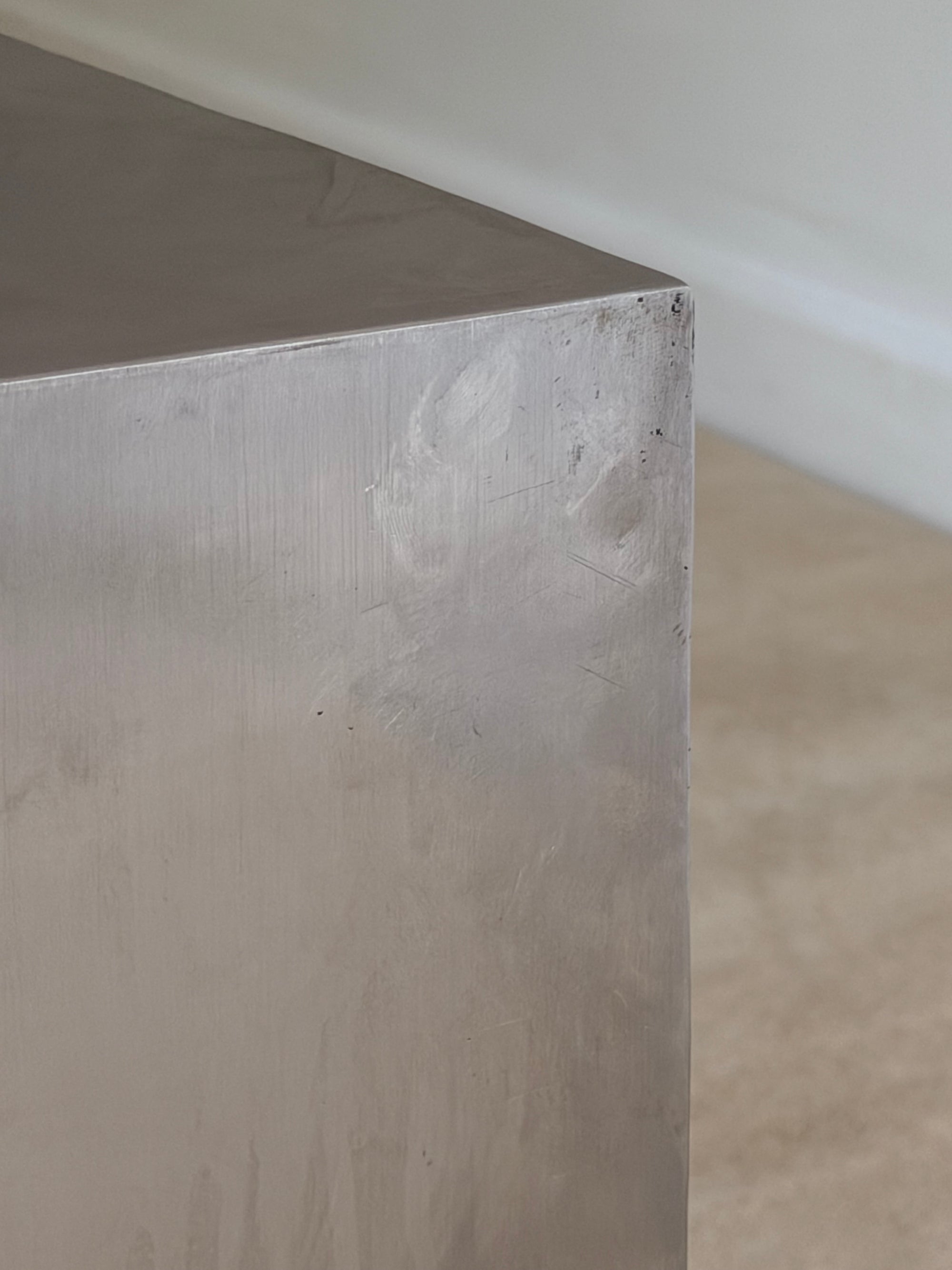 Mid-Century French Modernist Stainless Steel "Cube" Coffee / Side Tables Attributed to Maria Pergay