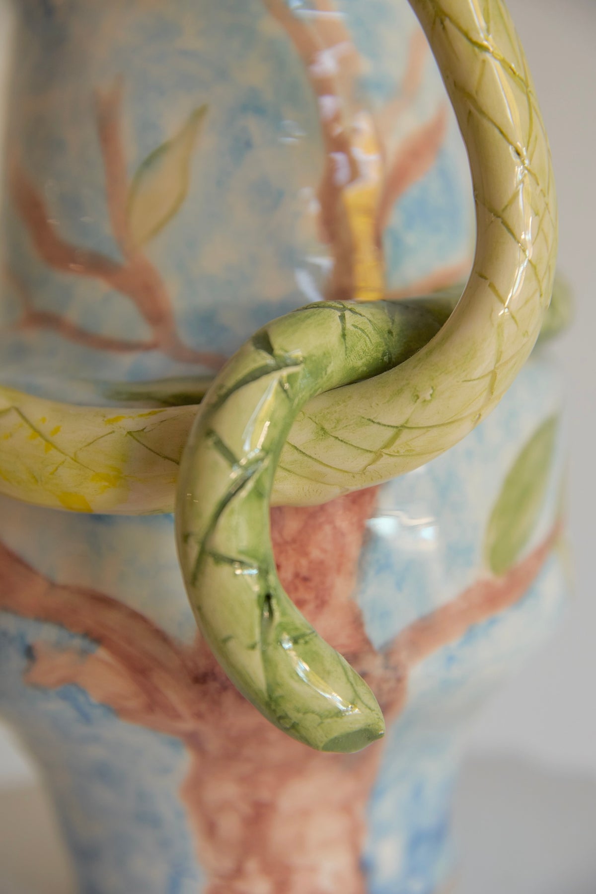 Handcrafted Ceramic Snake Amphora Vase