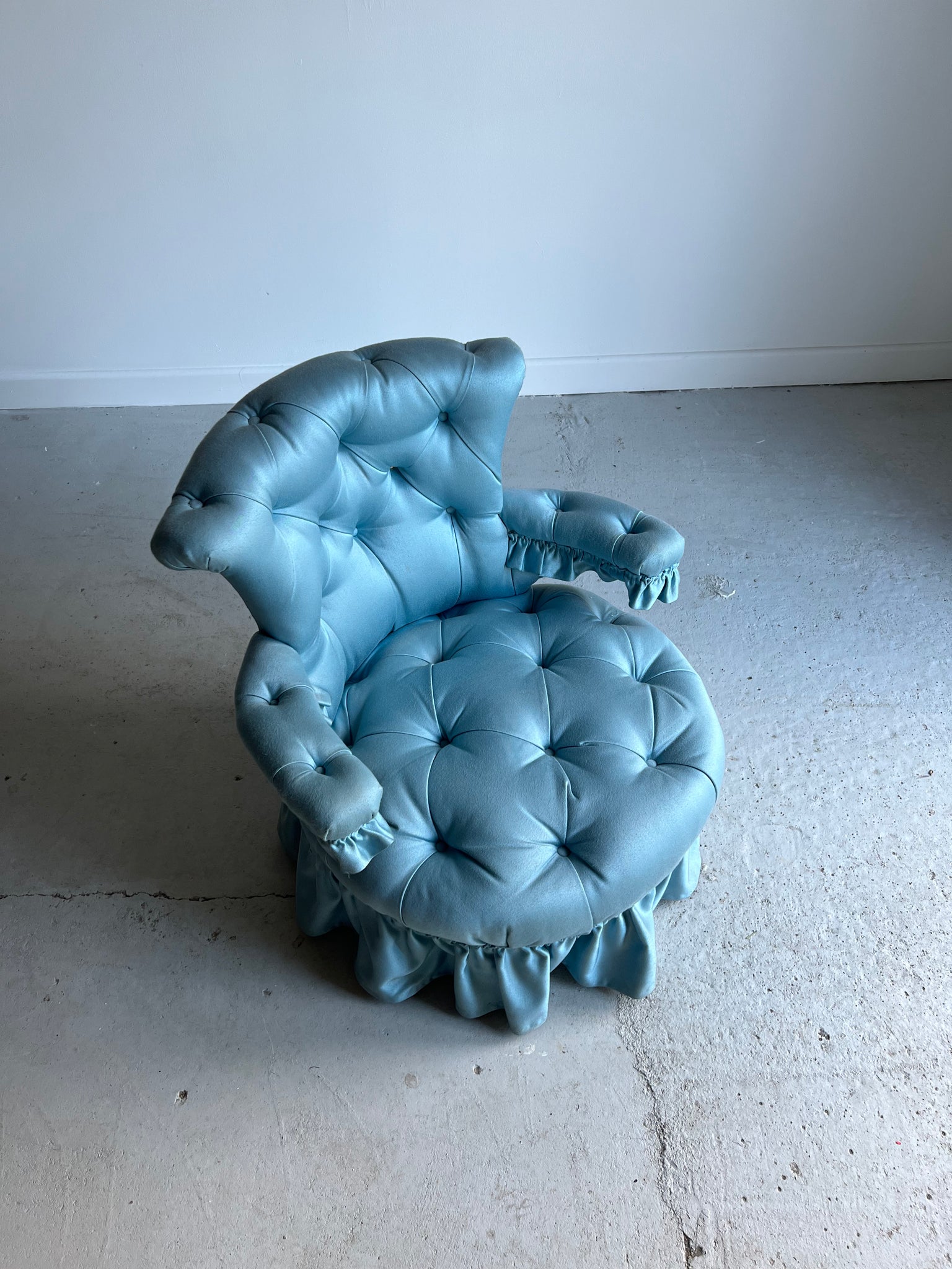 Baby Blue Ruffle Slipper Chair