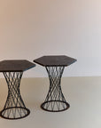 Pair of Granite and Metal Side Tables