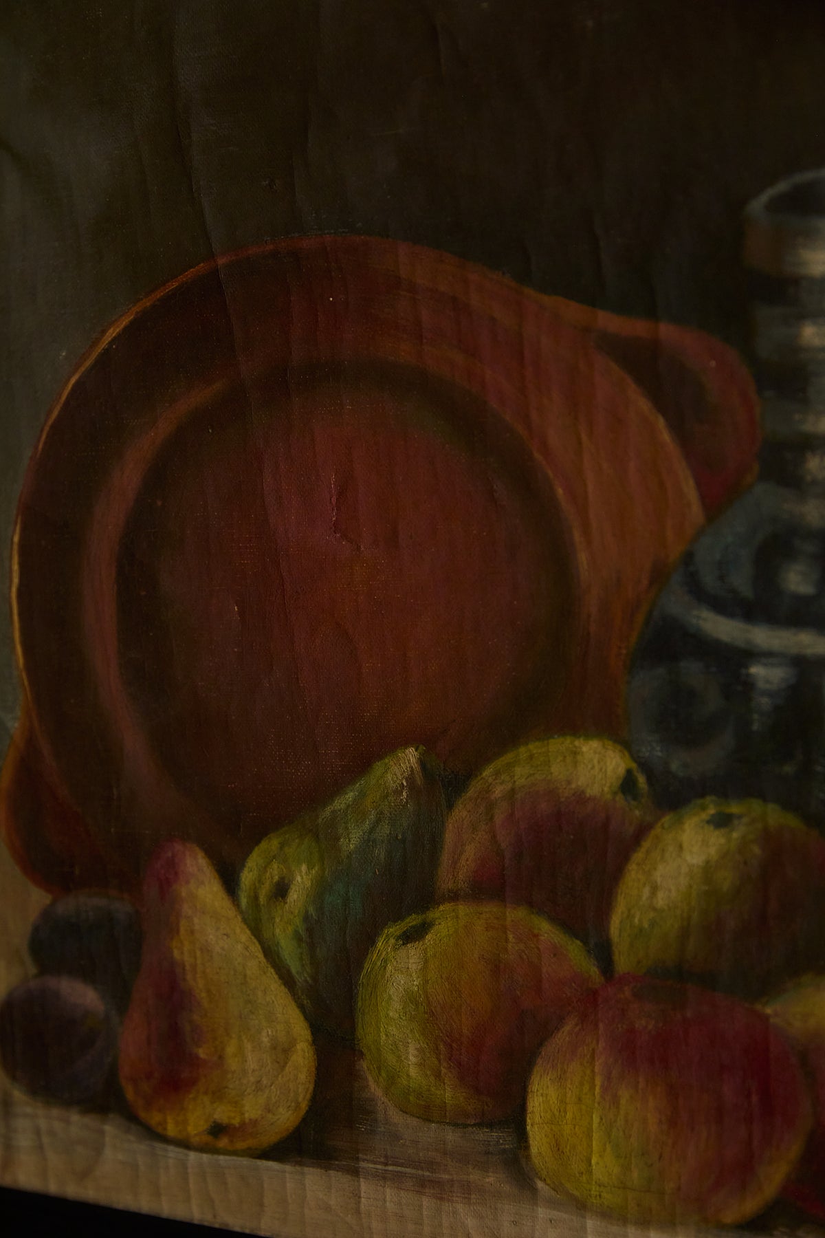 Vintage Framed Still Life Oil Painting – Fruit &amp; Pitcher