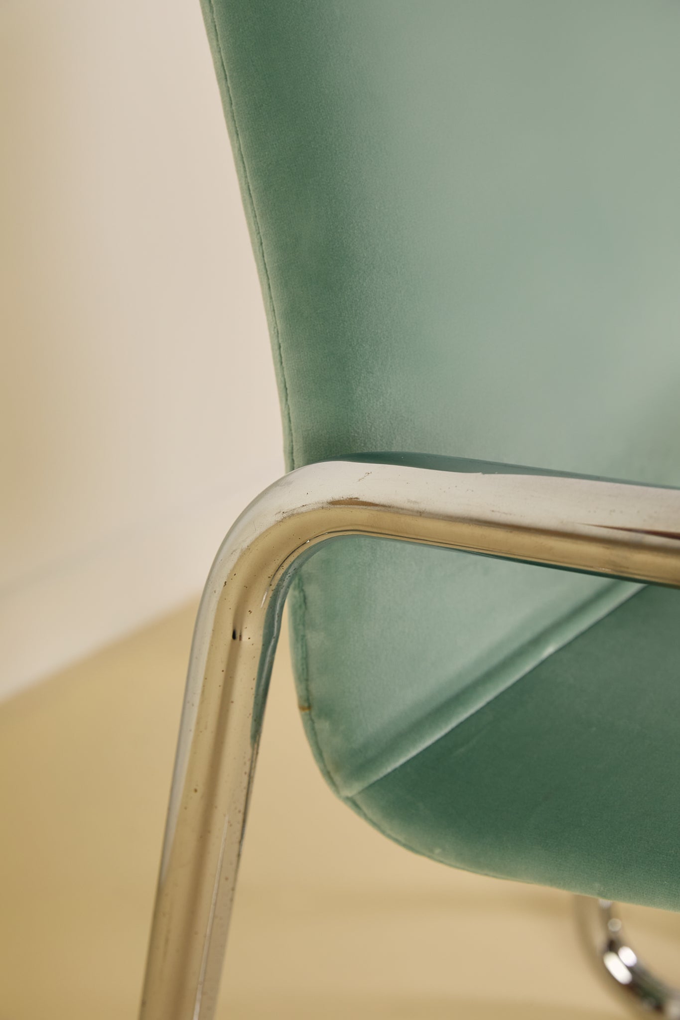 Chrome and Aqua Velvet Desk Chair (Sold Individually)